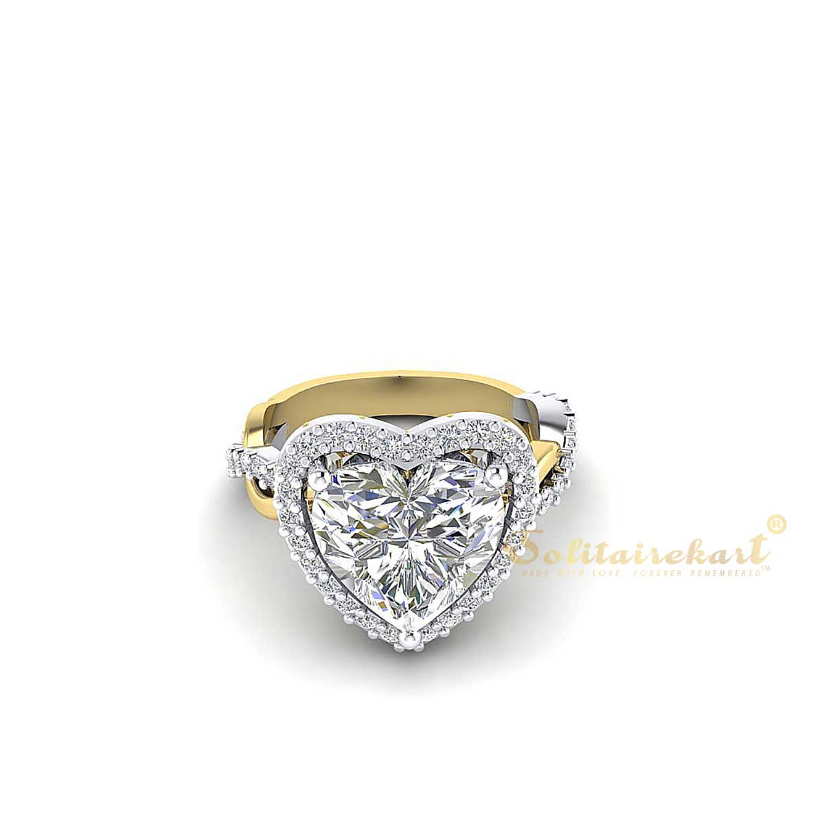 Shy Creation Bezel Heart Diamond Ring in 14K Yellow Gold – Mountz Jewelers