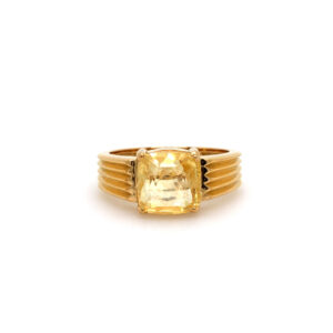 22K Gold cushion shape yellow Sapphire Ring
